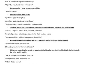 AQA Lit B Lamia Method Notes