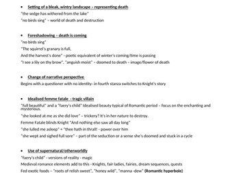 AQA Lit B La Belle Dame Sans Merci Method Notes