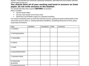 Early year 12 Catch Up