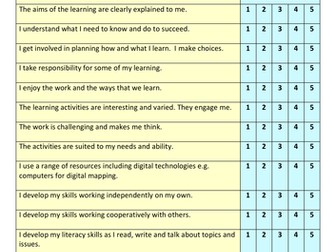 Learner evaluation of learning and teaching in geography
