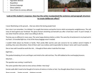 Creative writing - Free Solo - AQA Language
