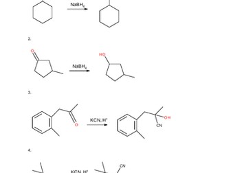 Reactions of carbonyls . Worksheet with answers