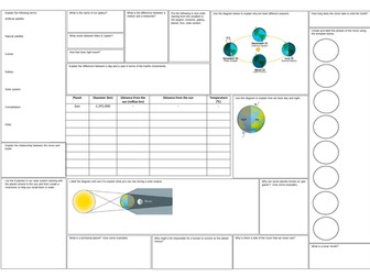 KS3 Space Revision Mat