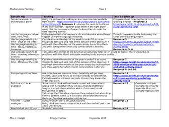 Time year 1 objectives