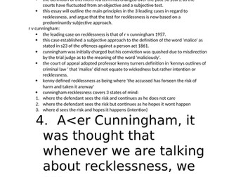 essay on recklessness (law)