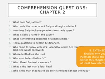 Comprehension questions on The Ruby in the Smoke - Chapters 2-16