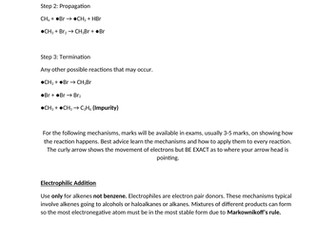 A level Chemistry Mechanisms Revision Summary