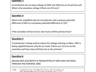 Transformer Equation Questions