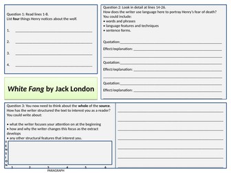 White Fang English Language Paper 1 Q1-4