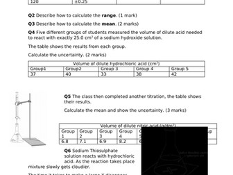 Uncertainty worksheet