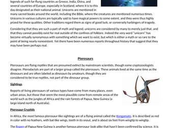 Non Fiction Creation - Cryptozoology!