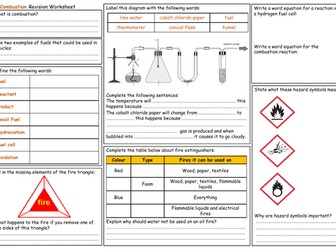 Exploring Science 8E Combustion Revision Sheet