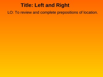 Prepositions of Location Eg; in front