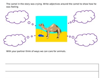 Crying Camel Worksheet RE Islam  EYFS/KS1 Looking after animals