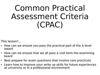 CPAC - Common Practical Assessment Criteria for Edexcel A level Biology B an approach