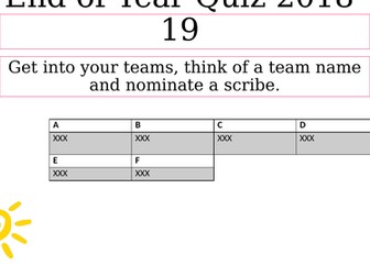 End of Year Quiz 2018-19