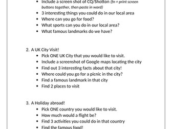 Planning my perfect Summer! (Quick and easy ICT cover lesson)