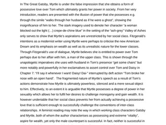 AQA A-Level Exemplar Comparison: Possessive Love in Gatsby/La Belle Dame Sans Merci