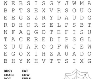 The Very Busy Spider Word Search