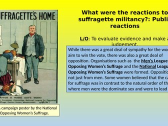 Public Reactions to the Suffragettes