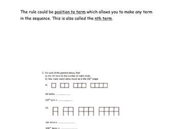 Linear sequences - finding terms moving on to finding the nth term