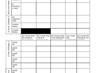 Confidence Checklist GCSE ENG (AQA Spec Lang & Lit)