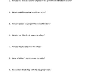 The Boy Who Harnessed the Wind Worksheet