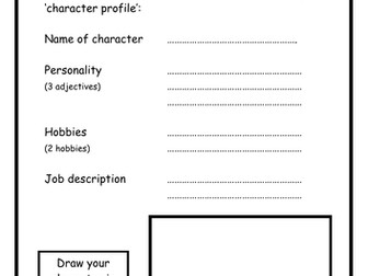 Mr Men - character profile worksheets