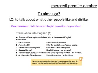 Dynamo 1 Module 1 Unit 3 - Tu aimes ça? - lesson 2