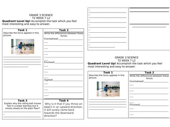Grade Three Worksheet in Science: Force and Motion