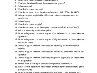 AQA GCSE Economics Paper 1 Revision Questions