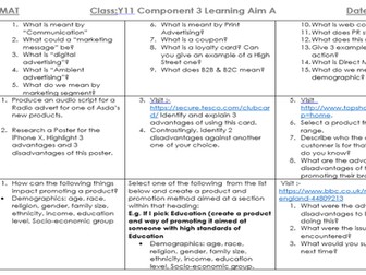 Component 3 Revision Mats -  Learning AimsABC