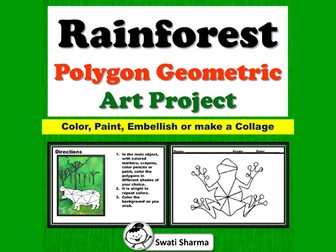 Rainforest Animals, Polygon, Geometric Art Project, Coloring Pages
