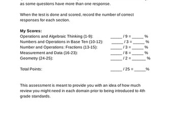 Back to School Common Core Standards Assessment: Assesses 3rd grade standards