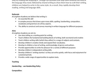 Writing policy (talk4Writing)