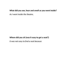 Writing a diary entry on a visit to Shakespeare's Globe Theatre