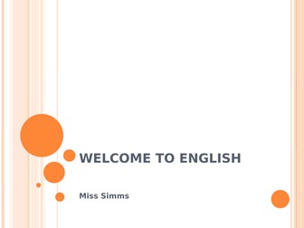 Introductory unit of work on 'Myself': Year 7 Lesson 1