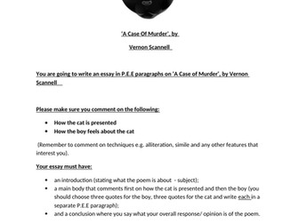 Writing a P.E.E on Vernon Scannell's 'A Case for Murder' poem