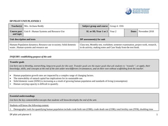 DP ESS UNIT 8 HUMAN SYSTEMS AND RESOURCE USE
