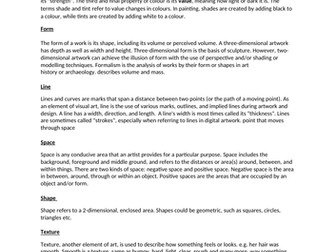 Art Subject Leadership: Progressive Glossary of Art Terms Years 1-6