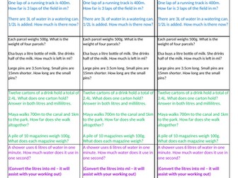 Units of measurement Year 4 word problems