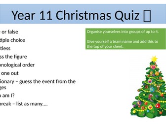 GCSE Christmas Quiz