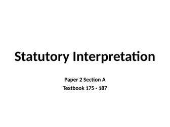 Statutory Interpretation Lesson