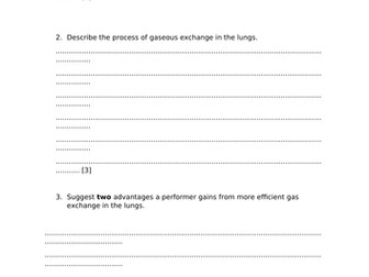 IGCSE PE - Chapter 2&3 - Respiration & Circulatory past Exam questions