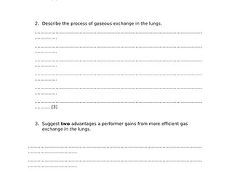 IGCSE PE - Chapter 2&3 - Respiration & Circulatory past Exam questions