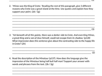 Minotaur-Achilles Heel: Myths and Legends Retold by Anthony Horowitz Guided Reading questions