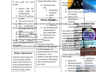 Science Research Tasks - Biology, Chemistry and Physics