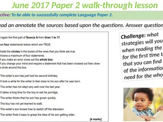 AQA Language Paper 2 June 2017 walk-through - 'How can my son be a year old already?' (Four lessons)