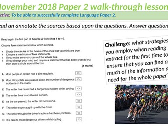 AQA Language Paper 2 November 2018 walk-through - Cycling - 4 lessons