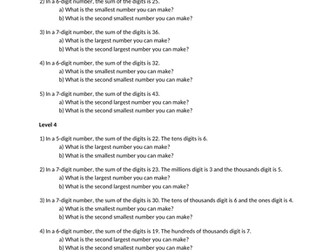 Year 5/6 place value puzzles (reasoning/problem solving)